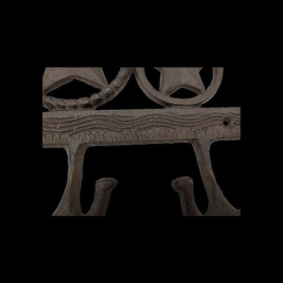 Cast Iron Texas Stars Rings Wall Hook Rack Key Towel Coat Hanger Rustic Brown - Picture 4 of 8